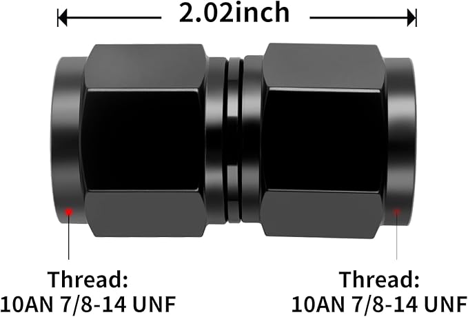 10AN Female to 10AN Female Straight Swivel Coupler Fitting Adapter 7/8-14UNF Thread Aluminium Anodized Black 4PCS