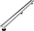 Linear Shower Floor Drain, 48 Inch Brushed Nickel 304 Stainless Steel Bathroom Drains Kit, Rectangular Shower Trench Drain with Reversable Tile-in Pattern Drain Cover & Hair Catcher
