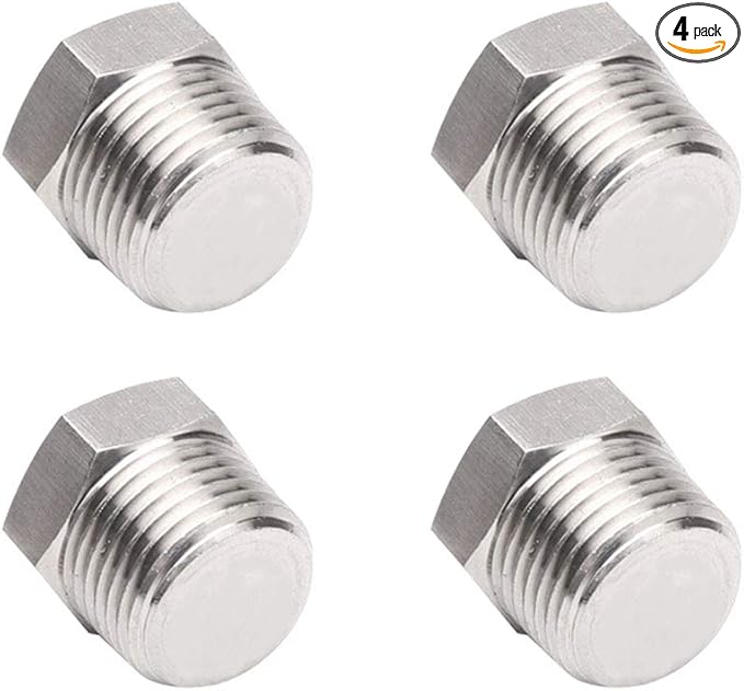 Joywayus 4Pcs Stainless Steel Outer Hex Thread Socket Pipe Plug Fitting 3/8" NPT Male