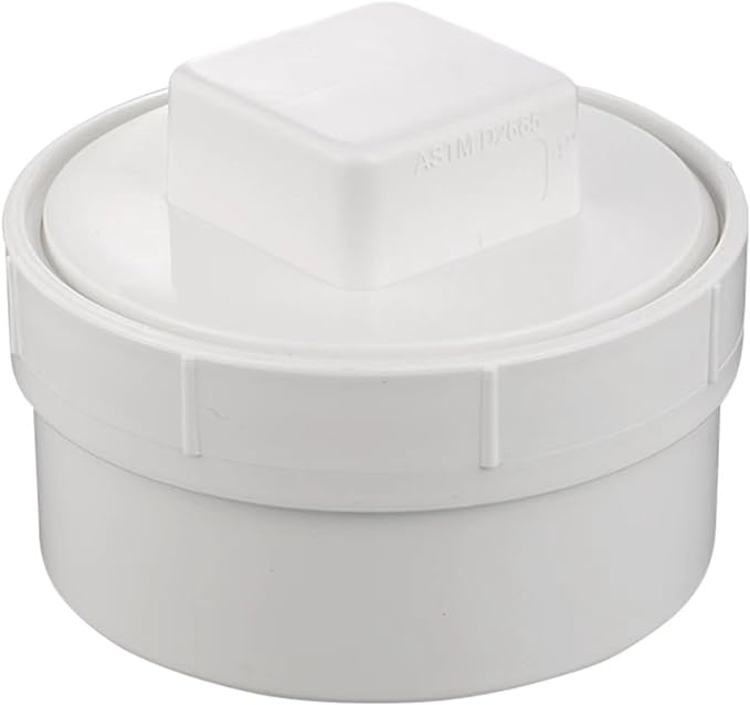 4 Inch PVC DWV Female Sewer Cleanout Cap Adapter with Plug Fitting,for Schedule 40 PVC Drainage Piping System White (4 Inch)