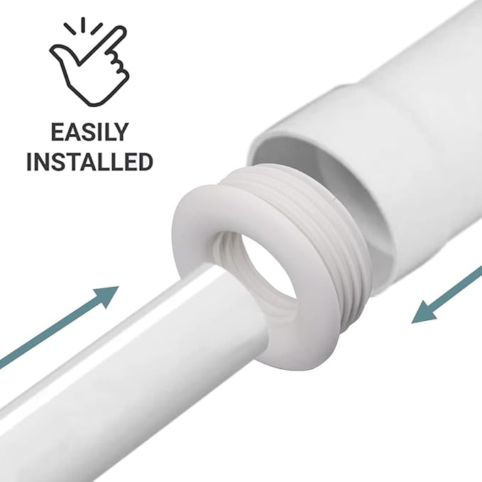 (Pack of 2) White Rubber Sleeve for Drain Pipe, 1.57" x 1.26" (50 x 32 mm) Pipe Connector, Adaptor, and Reducer