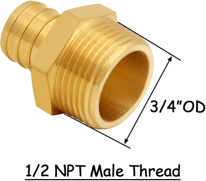 8PCS LF Brass 1/2 Inch PEX Barb to 1/2 NPT Male Straight Coupling Pipe Crimp Fitting