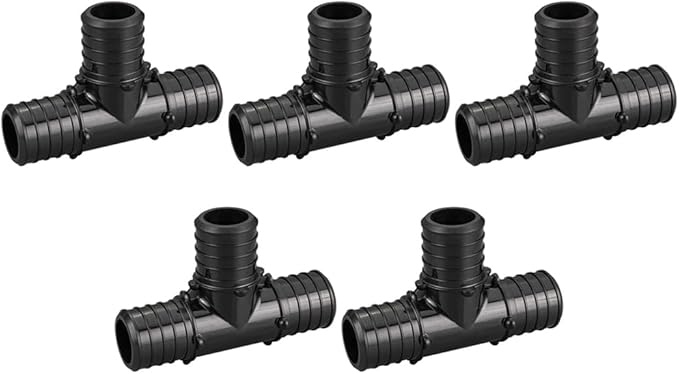 (Pack of 5) Topaipe 1 x 1 x 1 Inch PEX Poly Crimp Equal Tee, PPSU Fitting for PEX Tubing, PERT, ASTM F2159