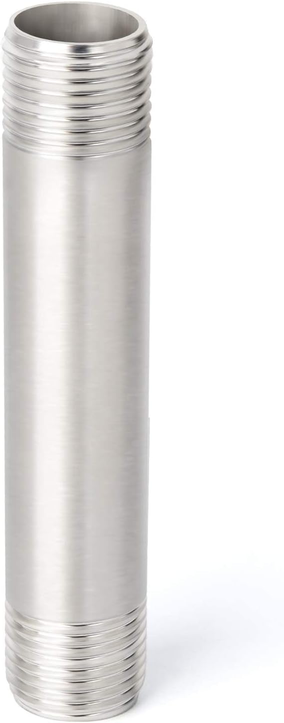 TAISHER 2PCS Stainless Steel Pipe Fittings, 1" NPT x 1" NPT Male Threaded, 6" Length Nipple Cast Pipe