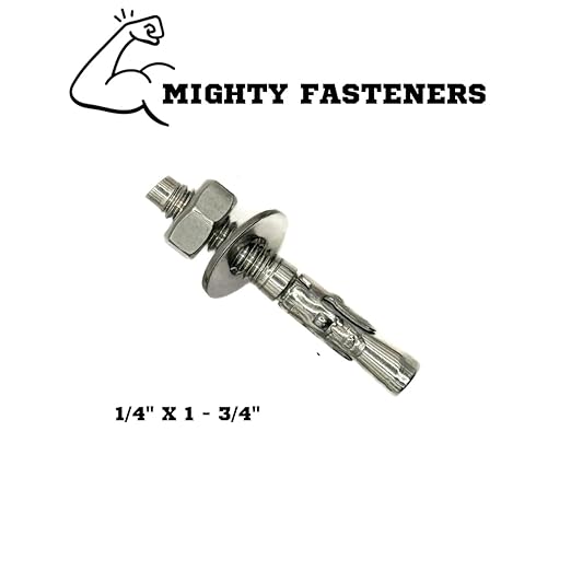 Wedge Anchors – Heavy-Duty 304 Stainless Steel Expansion Bolts for Concrete & Masonry, Rust-Resistant & Durable - 1/4" X 1-3/4" - 50 Pack