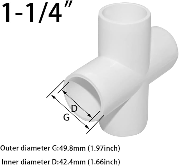1-1/4 Inch Cross PVC Fitting 4 Way Connector, Furniture Grade Corner Fittings for Building Furniture Greenhouse Shed Pipe Fittings Tent Connection (Pack of 8)
