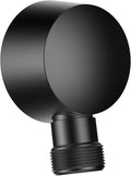 Wall Mounted Supply Elbow, Wall Elbow for Hand Shower, Solid Brass Round Wall Supply Elbow, Check Valve Included (Matte Black)