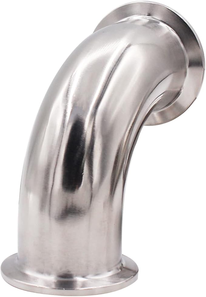 DERNORD 1-1/2" Tube OD Sanitary Ferrule Elbow 90 Degree Pipe Fitting with 2 Silicone Gaskets SUS304 Tri Clamp 1.5 Inch