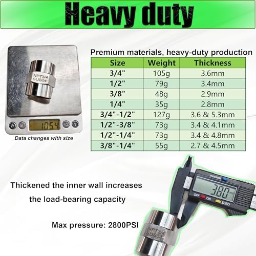 1/2 Inch NPT Female x 3/8 Inch NPT Female Pipe Fitting Reducer Coupler Connector, 304 Stainless Steel Reducing Coupling Adapter for Air Water Gas Oil (1/2" female x 3/8" female)