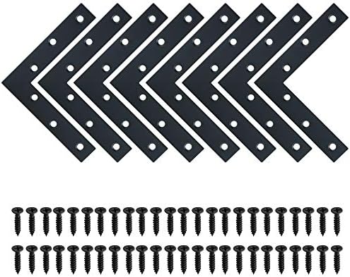 Alise 6x6 Inch Flat L Brackets for Wood,Mending Plates Black,Pack of 8