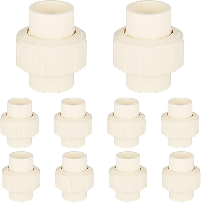 (10 Pack) EFIELD 3/4" Inch CPVC Slip Union, CTS x CTS Union Solvent Connection Fittings,(CPVC031-10PCS)