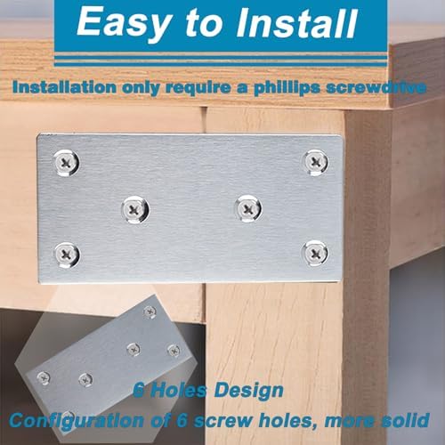 50PCS Flat Straight Brace Brackets, 4x2 Stainless Steel Joining Brackets
