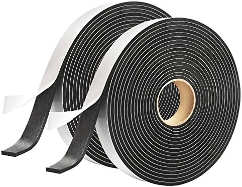 2 Rolls Foam Seal Tape for Door Window Seal Insulation, 3/4in Wx1/8in T Soundproof and Shockproof Weather Stripping Single Sided Door Foam Tape Cold Air Draft Closed Cell Weather Strip, Single 16FT