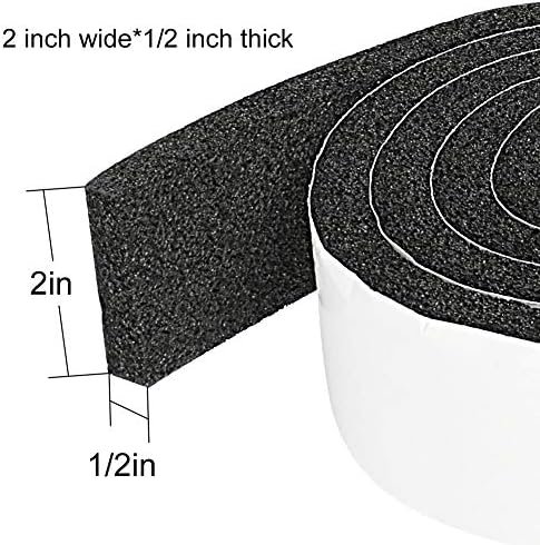 2 Rolls 2 Inch W 1/2 Inch T Weather Stripping Air Conditioner Open Cell Foam Seal Tape, Window Insulation High Resilience Seal Strip for Doors Window,Total 11FT