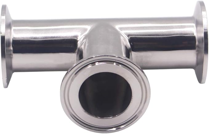 DERNORD Clamp Tee 3 Way Stainless Steel 304 with 3 Silicone Gaskets Fits 1.5" Tri Clamp, 38mm Pipe OD Sanitary Fittings (1.5 inch)
