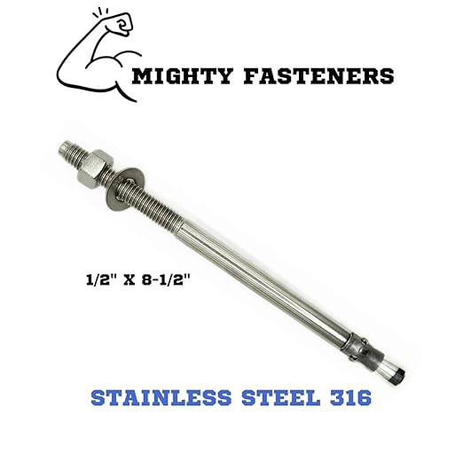 Premium 316 Stainless Steel Wedge Anchor, 1/2"-13 X 8-1/2" – Heavy Duty Corrosion Resistant Fastener for Concrete and Masonry Applications 5 Pack