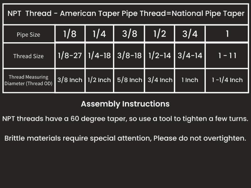 1/4 Inch NPT Male to Female
