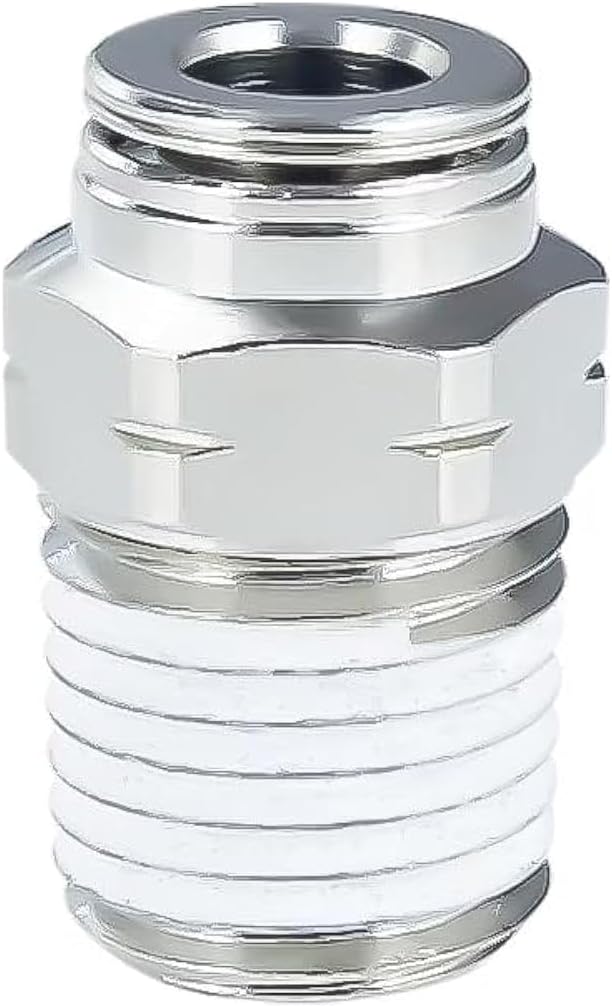PneumaticPlus PN11-1/4-1/8 Push to Connect Metal Air Fitting, Male Straight - 1/4" Tube OD x 1/8" NPT Thread (Pack of 5)