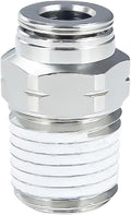 PneumaticPlus PN11-1/4-1/8 Push to Connect Metal Air Fitting, Male Straight - 1/4" Tube OD x 1/8" NPT Thread (Pack of 5)