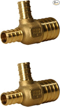 XFITTING 1 inch X 1/2 inch X 1/2 inch Pex Tee, Pex B Pipe, Crimp Fittings, 2 Pieces