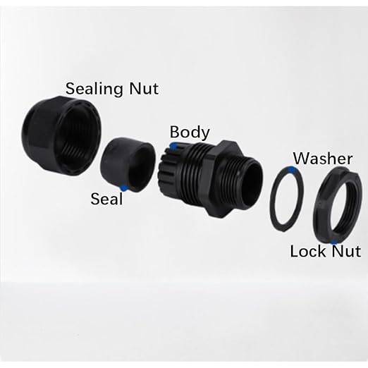 10 Pack 1/2" NPT Cable Gland Waterproof IP68 Nylon Cable Pass Through Cord Grip Connector Strain Relief Wire Grommet, for Electrical Enclosures Junction Boxes, LED Light