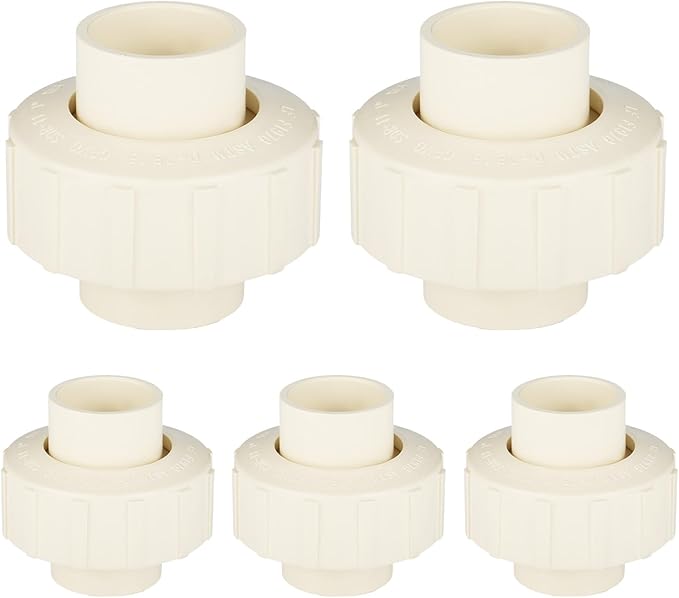(5 Pack) EFIELD 1" Inch CPVC Slip Union, CTS x CTS Union Solvent Connection Fittings,(CPVC032-5PCS)