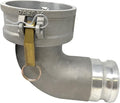 Gloxco Aluminum Type DA Cam and Groove Hose Fitting, 90 Degree Elbow Reducer, 4" Female Camlock x 3" Male Camlock (CAM-4030-DA90-AL)