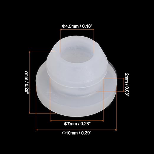 MECCANIXITY 20Pcs Snap Rubber Grommet Plug Mount Dia 7mm ID 4.5mm Narrow Groove Width 2mm Seal Anti-Scratch for Electrical Box Cable Pipes Transparent