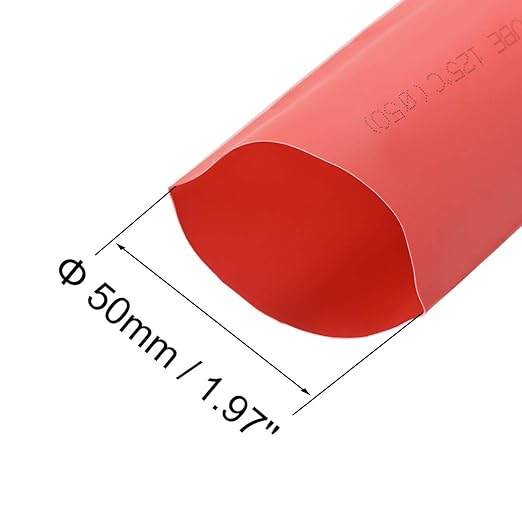 uxcell Heat Shrink Tubing, 2"(50mm) Dia 80mm Flat Width 2:1 Rate Shrinkable Tube Cable Sleeve 1m - Red