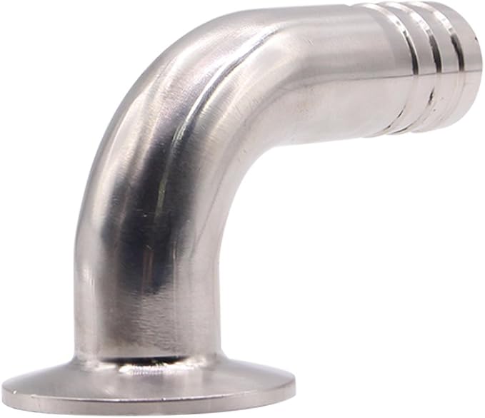 DERNORD Sanitary Hose Barb Pipe Fitting 1.5" Tri Clamp (50.5MM Ferrule) 90 Degree Elbow (Tube OD: 3/4"/19MM (1.5 Tri-clamp))