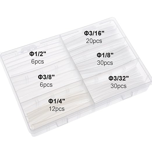 104 PCS Clear 3:1 Heat Shrink Tubing Kit Dual-Wall Adhesive Lined Heat-Shrink Tube Assortment Kit