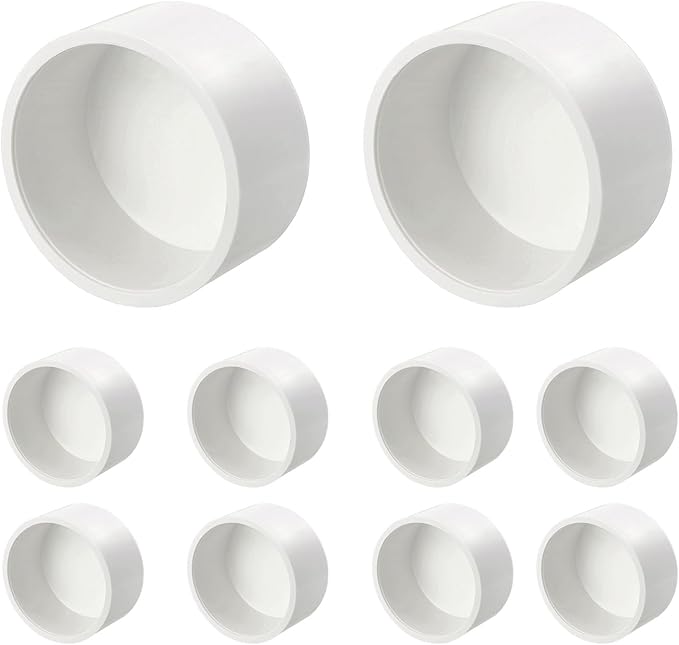 1 Pcs 2" PVC External End Cap Fitting, SCH40 Furniture Grade PVC Pipe Plug Adapter, Pipe Cover Fittings for DIY Project, Irrigation System, Plumbing Framework, Garden Structures