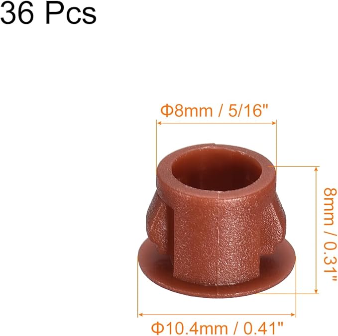 uxcell 8mm(5/16") Plastic Hole Plugs, 36Pcs Flush Type Panel Round Snap in Fastener Knockout Locking Plugs for Furniture Insert End Caps Panels, Red