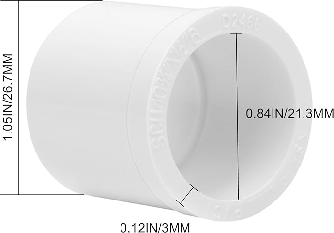 10Pack 3/4"x 1/2" PVC DWV Reducing Bush Adapter Pipe Fitting SCH40 PVC Reducer Bushing (Socket x Socket) PVC Pipe Reducing Bushing Fitting for Home Sewer Plumbing