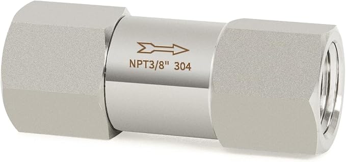 ChillWaves 304 Stainless Steel In-Line Split Check Valve 3/8" NPT Female Thread, One-Way Non-return Check Valve，Prevent Water Back-flow(1-PACK)