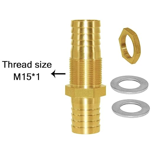 Joywayus 1/2'' Hose Barb Thru-Bulk Head Hex Union Brass Fitting With Flat Washer Gasket Water/Fuel/Air