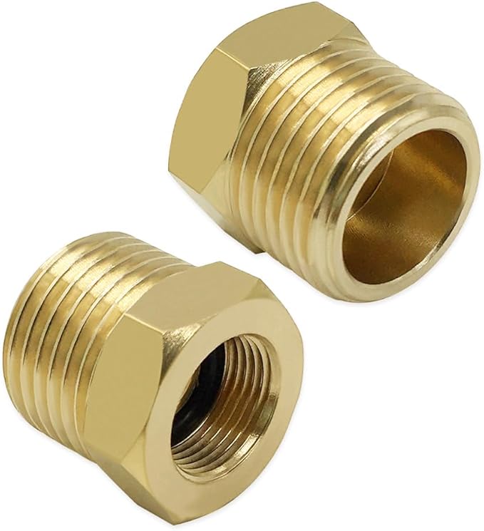 Hooshing 1/2 G Male to 3/8 Compression Female Thread Reducer Faucet Adapter Brass Water Line Fittings Water Supply Adapter for Kitchen Bathroom Plumbing