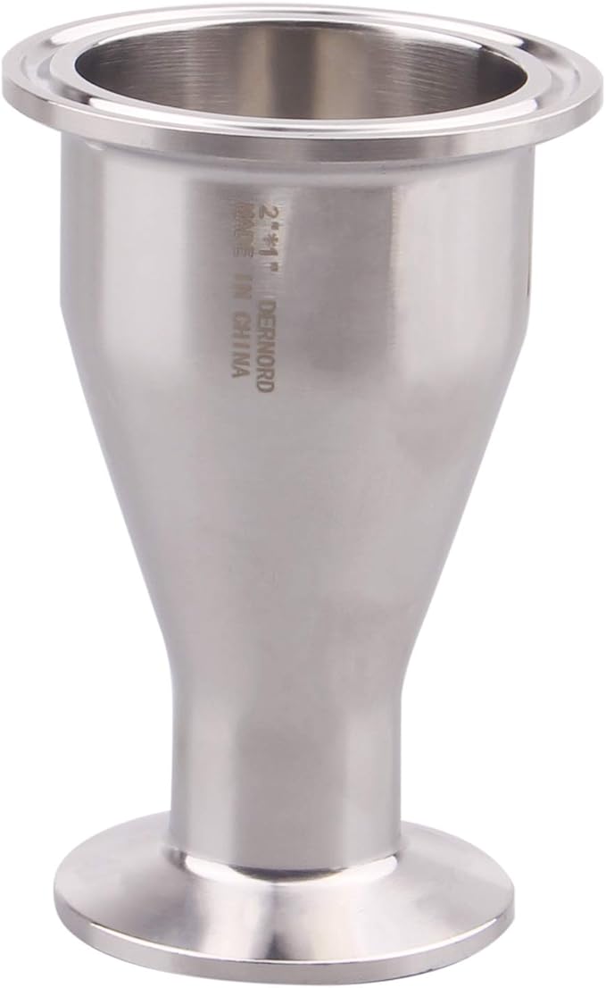DERNORD Sanitary Fitting Reducer Fitting SUS304 Tri Clamp Ferrule Style 2" Tube OD to 1" Tube OD