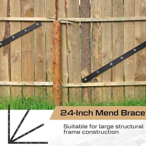 Zonon 2 Pack 24 Inch Heavy Duty Steel Mending Plates, Straight Braces