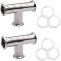 DERNORD 2 Pack Clamp Tee 3 Way Stainless Steel 304 with 6 Silicone Gaskets Fits 2" Tri Clamp, 51mm Pipe OD Sanitary Fittings (2 inch)