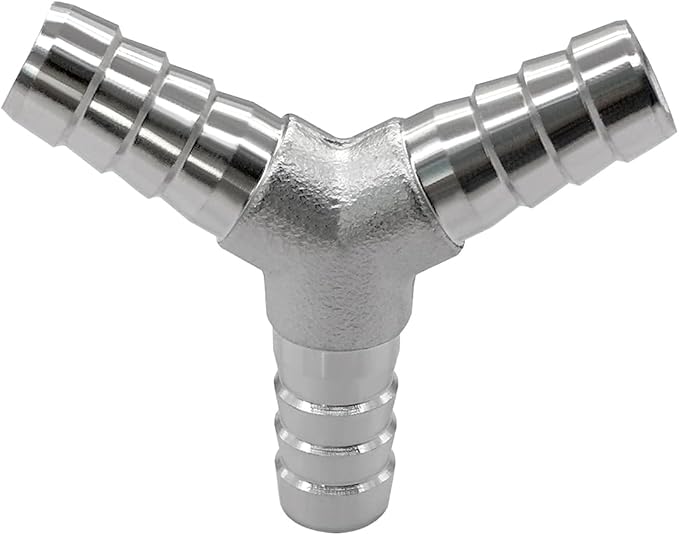 2Pcs Stainless Steel 5/16" x 5/16" x 5/16" Hose Barb Fittings, 3 Way Y Shape Fitting with Clamps for Fuel, Air and Gas