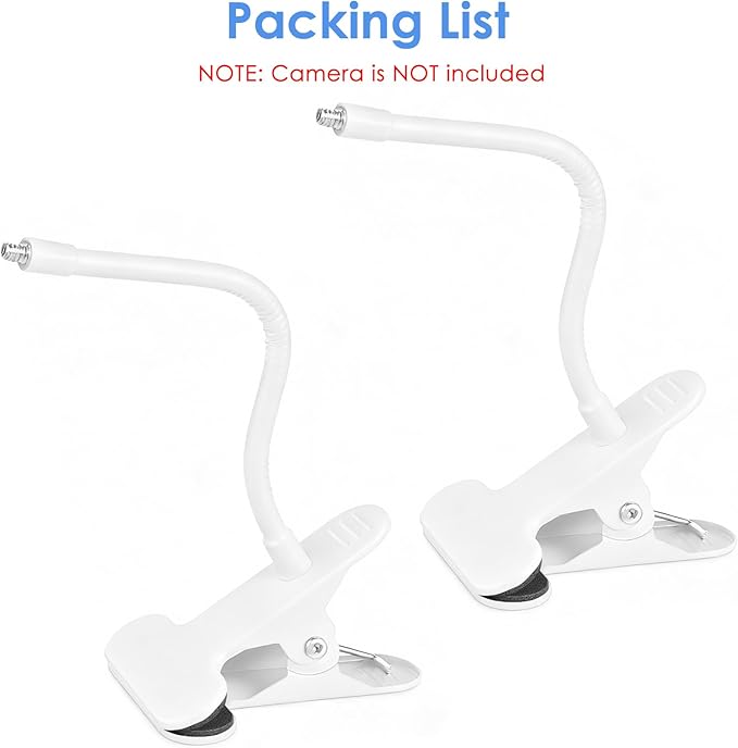 2Pack Flexible Camera Mount for SimpliSafe Outdoor Camera Series 2/1st Gen, Adjustable Clamp Holder Stand, No Drilling Mount for Indoor and Outdoor(White)