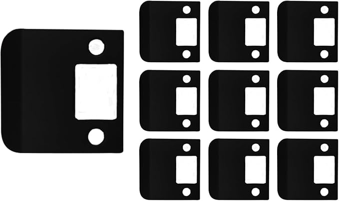 QCAA Solid Brass Extended Lip Strike, 2-1/4''X2-1/4", Matte Black, 10 Pack, Made in Taiwan