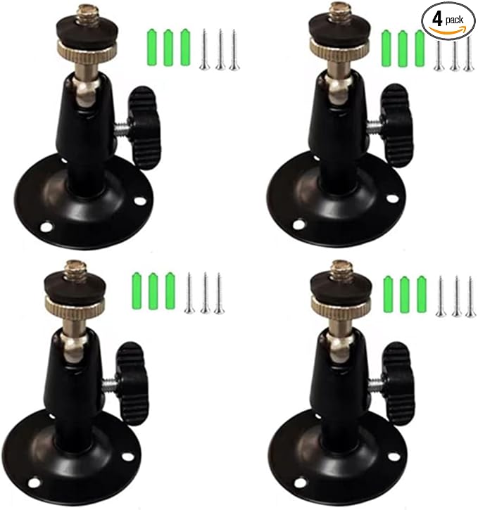 4 Pack Security Wall Mount for Oculus Sensor Arlo, Arlo Pro,R Stick Up Cam Wired/Battery, Metal Security Camera Bracket Outdoor Indoor 360° Rotation 1/4" Screw Camera