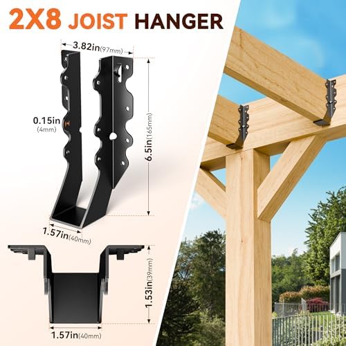 50 Pcs Black 2x8 Joist Hanger,LU28 18 Gauge Double Shear Face Mount Joist Hanger,Hurricane Ties for Rafters Tie Brackets Great for Floor Deck and Ceiling Joists