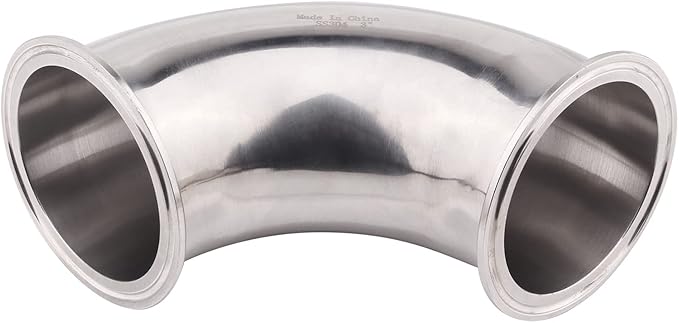 DERNORD Sanitary Ferrule Elbow 90 Degree Pipe Fitting with 2 Piece Silicone Gasket SS304 Tri Clamp (3" Tube OD)