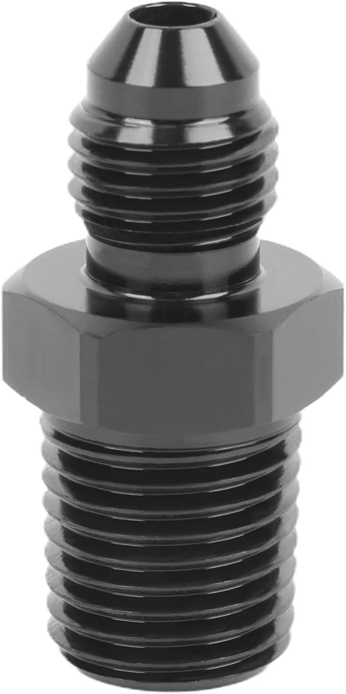 EVIL ENERGY 4AN Male Flare to 1/4" NPT Pipe Fitting Adapter Straight Aluminum Black