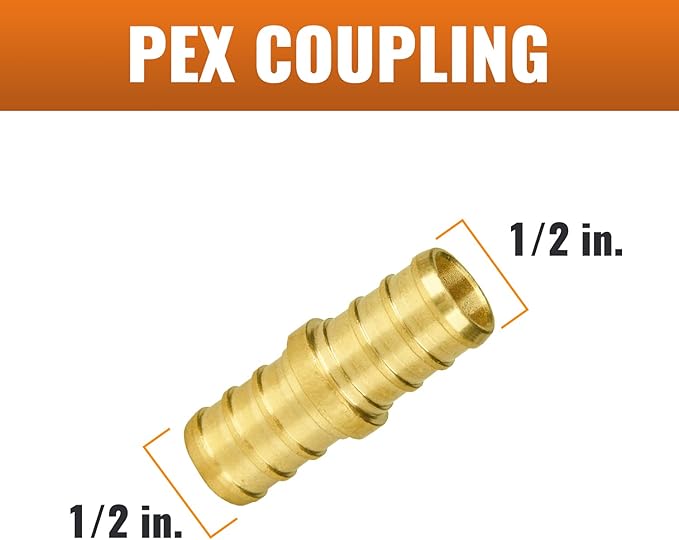 SUNGATOR 100-Pack 1/2" Pex Coupling, No Lead Brass, 1/2 Inch Pex Fittings, NSF, UPC Certified