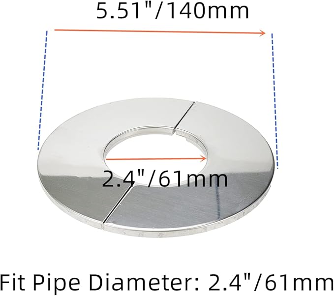 Wall Split Flange, Stainless Steel Round Escutcheon Plate for 2.4"/61mm Diameter Pipe, Pack of 4