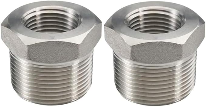 Beduan Stainless Steel Reducer Hex Bushing, 1-1/2" Male NPT to 1" Female NPT, Reducing Cast Pipe Adapter Fitting(Pack of 2)